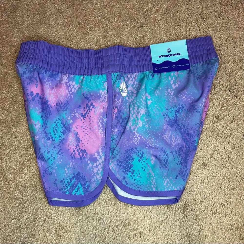 O’rageous Girls Swim Shorts Large Purple Snake NWT‎